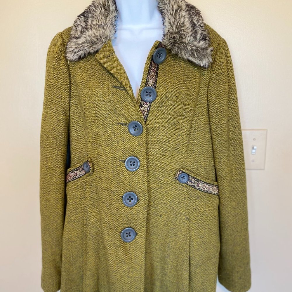 Free People Boho faux-fur collar coat